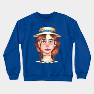 Little girl face with straw hat Crewneck Sweatshirt